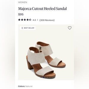 Toms Majorca Cutout Heeled Sandal Size: 7